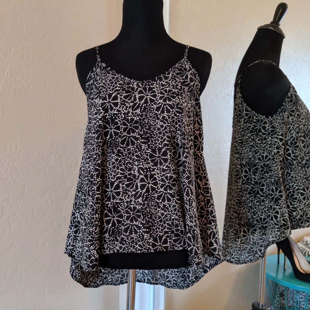 Sienna Sky/Blk & Wht Flowy Tank Top